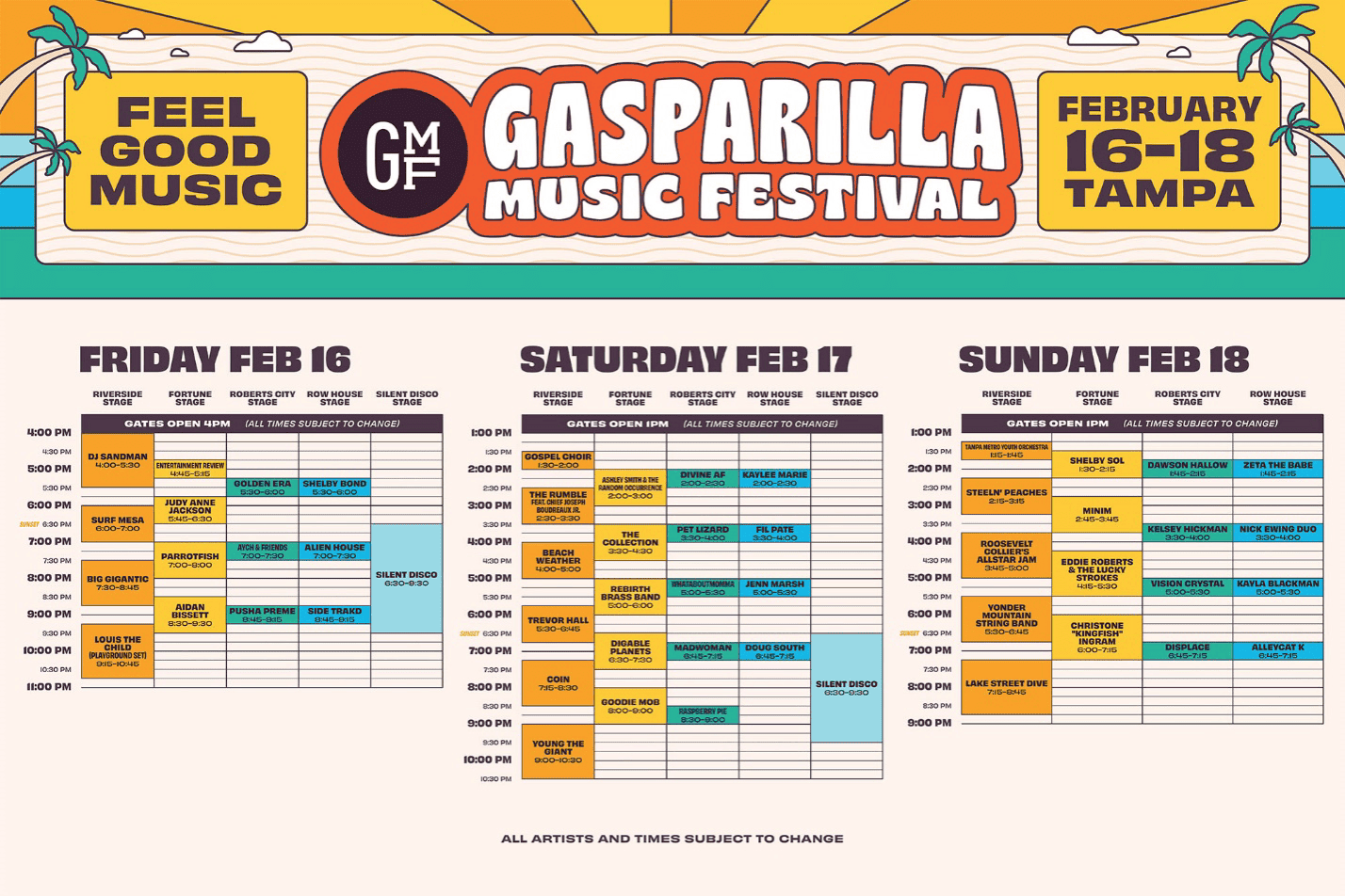 Gasparilla Music Festival Releases Schedule and Set Times Over 50 bands ...